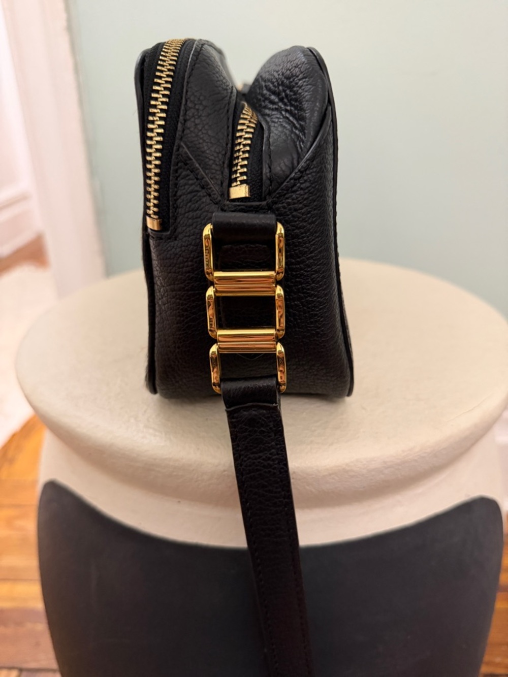 Ralph Lauren Leopard-Print Crossbody with Black Trim and Gold Hardware - Picture 2 of 9